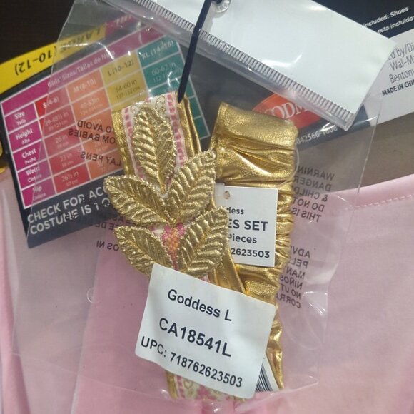 Teen Venus Goddess Pink and Gold Kids Costume With Headband- Size 14-16 NWT - Picture 6 of 6